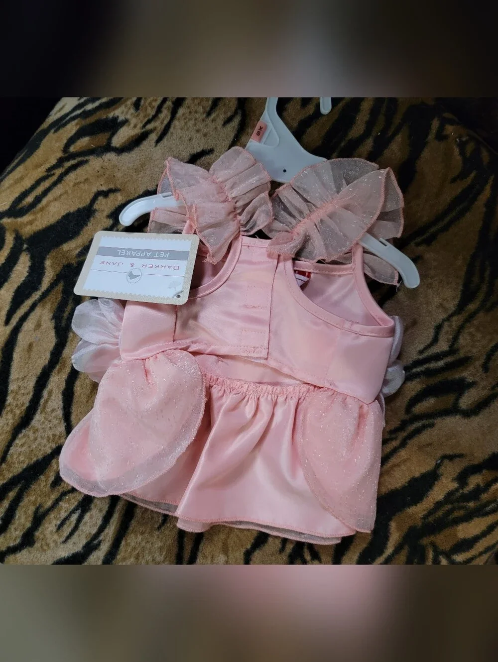 Pet Dress Dog Or Cat Pink Floral Tulle - Sparkle Overlay Xs Sm New Ea.